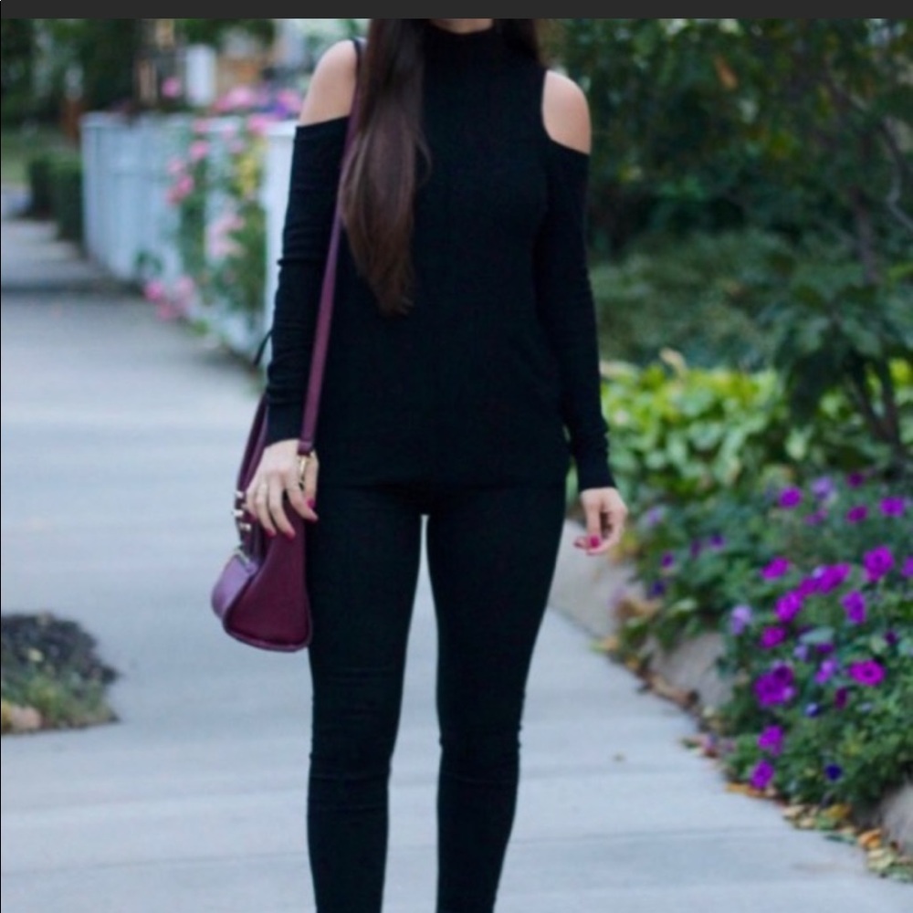 Trouve cold shoulder turtleneck in CREAM